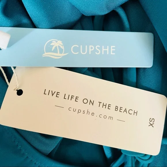 CUPSHE NWT Halter Lace-Up Back One Piece Swimsuit - Picture 12 of 13